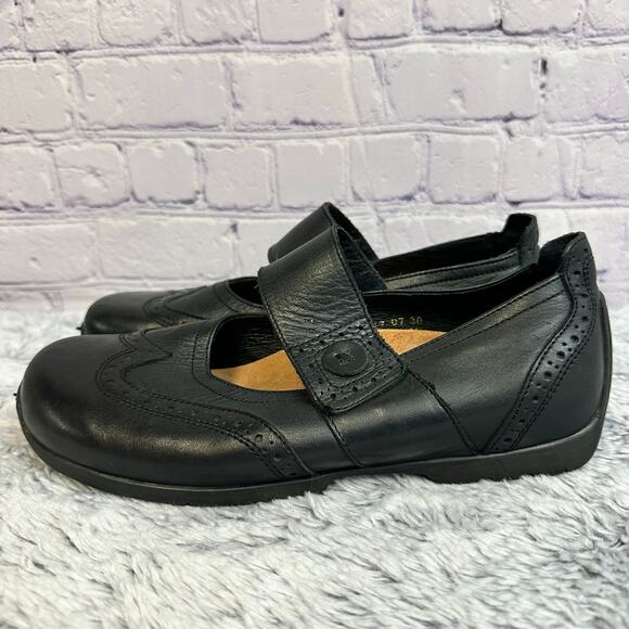 Footprints by Birkentock Pittsburgh Mary Jane Black Leather Shoes Women's 38 - Picture 4 of 7
